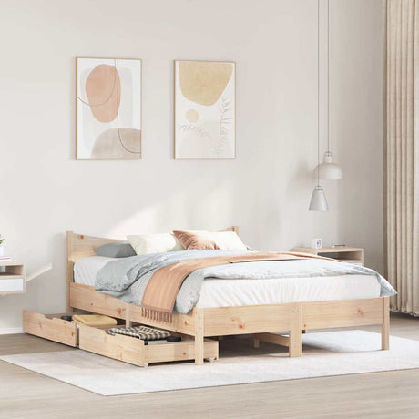 Bed Frame With Drawers Solid Wood Pine