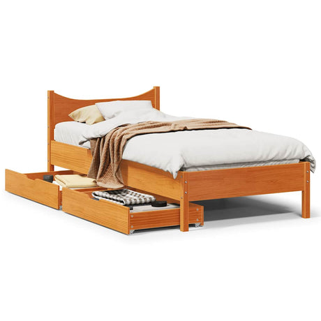 Bed Frame With Drawers Solid Wood Pine