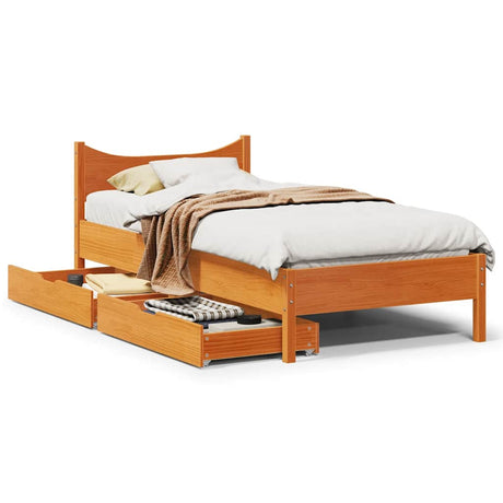 Bed Frame With Drawers Solid Wood Pine