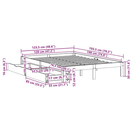 Bed Frame With Drawers Without Mattress Small Double