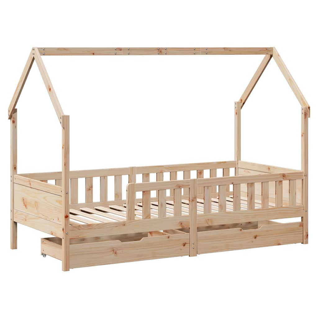 Kids Bed Frame With Drawers Without Mattress Solid Wood