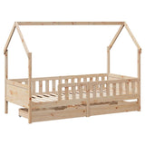 Kids Bed Frame With Drawers Without Mattress Solid Wood