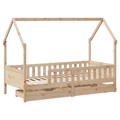 Kids Bed Frame With Drawers Without Mattress Solid Wood
