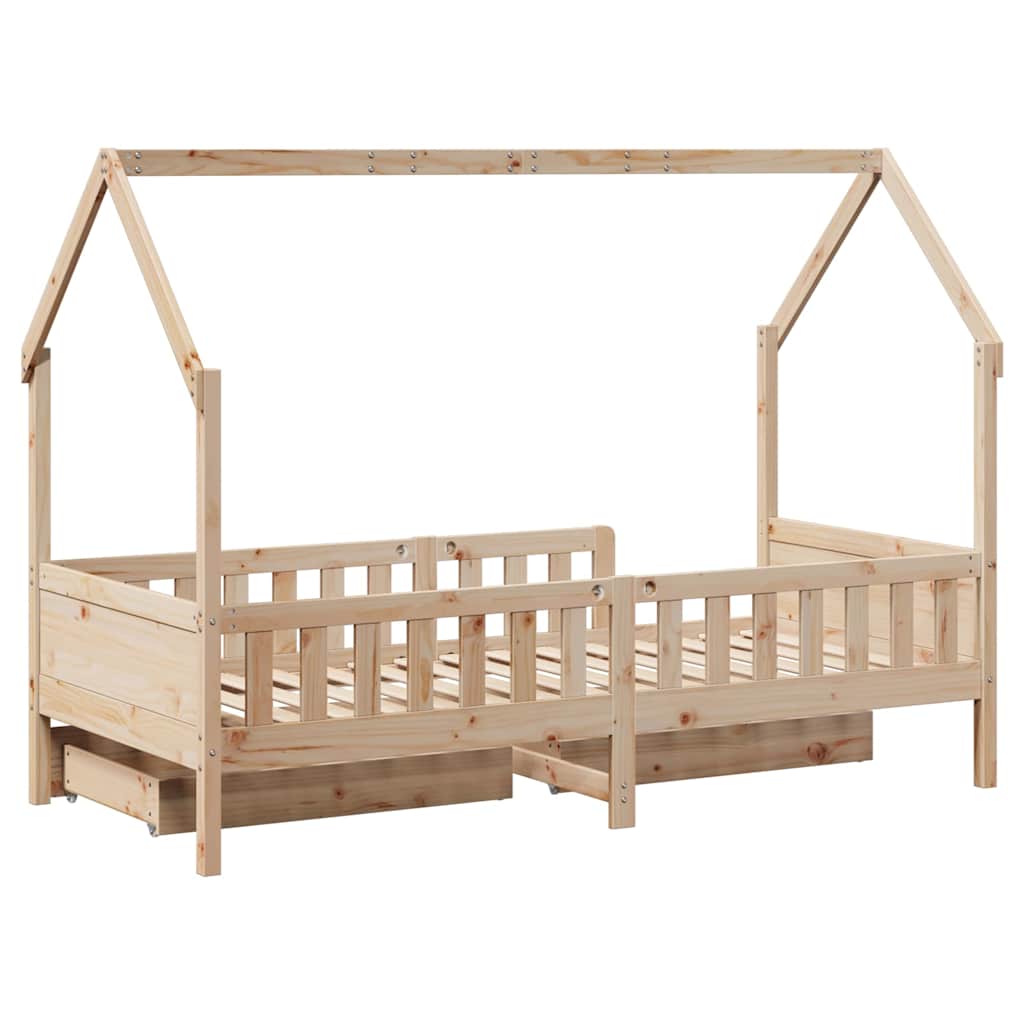 Kids Bed Frame With Drawers Without Mattress Solid Wood
