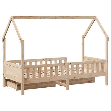 Kids Bed Frame With Drawers Without Mattress Solid Wood