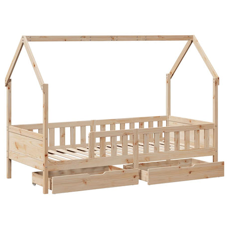 Kids Bed Frame With Drawers Without Mattress Solid Wood