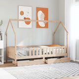 Kids Bed Frame With Drawers Without Mattress Solid Wood