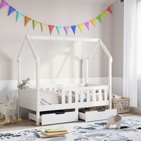Kids Bed Frame With Drawers Without Mattress Solid Wood