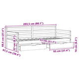 Daybed With Drawers Without Mattress 90X200 Cm Solid Wood