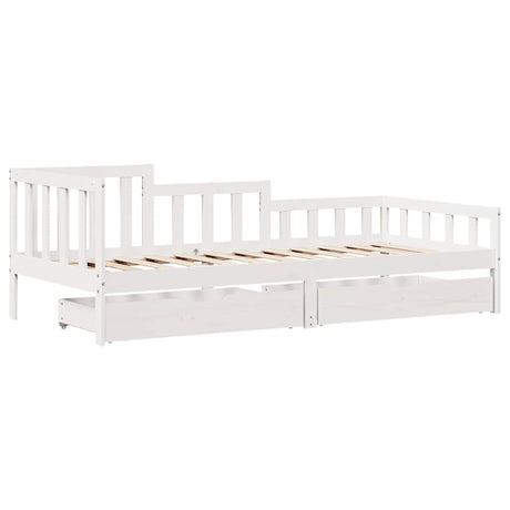 Daybed With Drawers Without Mattress White 80X200 Cm Solid Wood