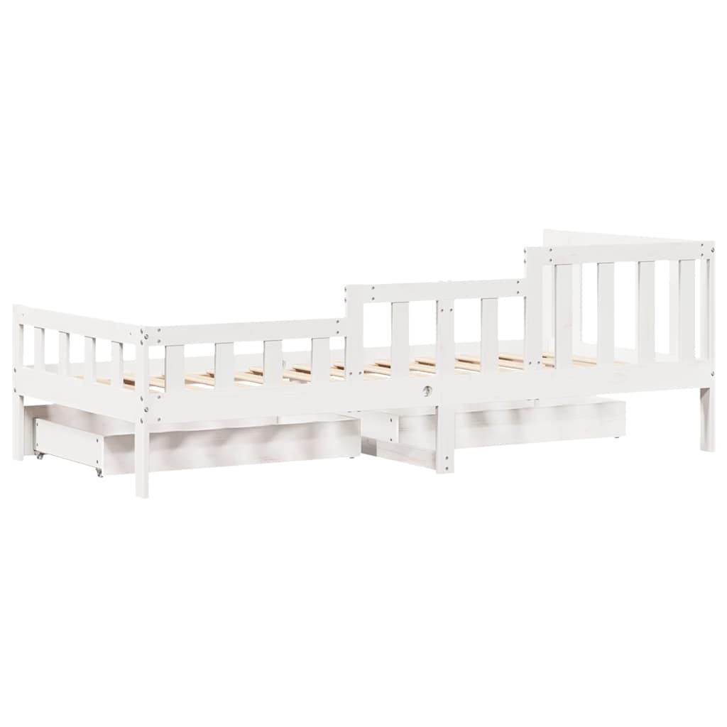 Daybed With Drawers Without Mattress White 90X200 Cm Solid Wood