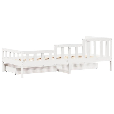 Daybed With Drawers Without Mattress White 90X200 Cm Solid Wood