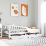 Daybed With Drawers Without Mattress White 90X200 Cm Solid Wood