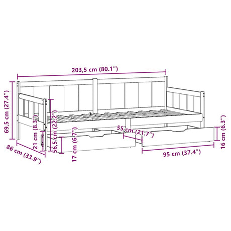 Daybed With Drawers Without Mattress Solid Wood