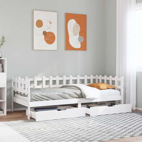Daybed With Drawers Without Mattress White 80X200 Cm Solid Wood