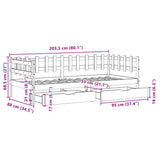 Daybed With Drawers Without Mattress 90X200 Cm Solid Wood