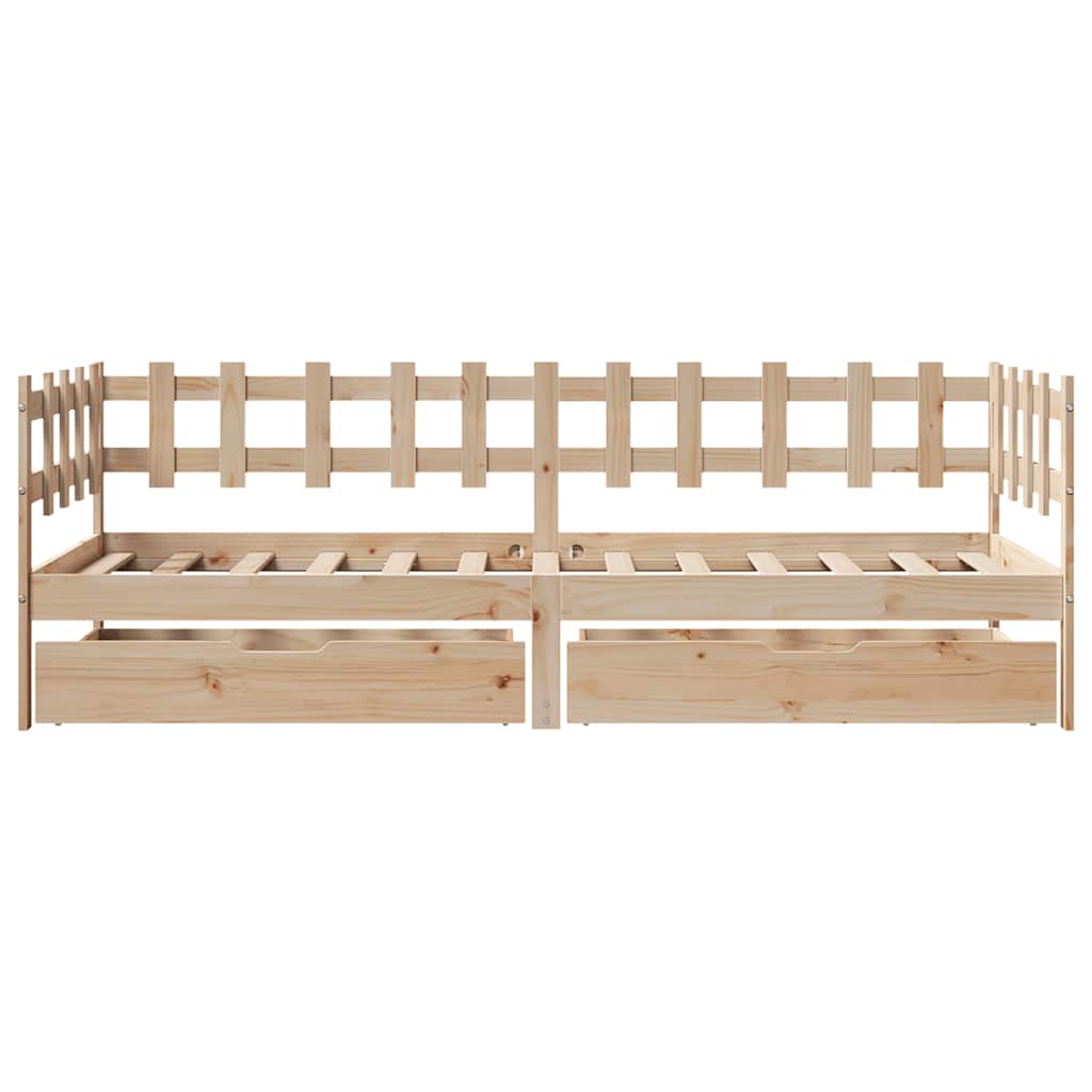Daybed With Drawers Without Mattress 90X200 Cm Solid Wood