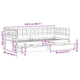 Daybed With Drawers Without Mattress White 90X200 Cm Solid Wood