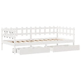 Daybed With Drawers Without Mattress White 90X200 Cm Solid Wood