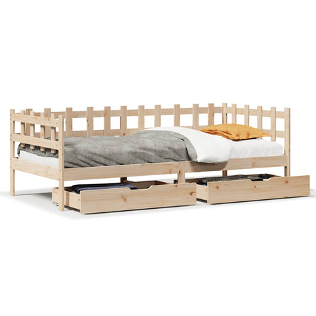 Daybed With Drawers Without Mattress 90X190 Cm Single Solid Wood
