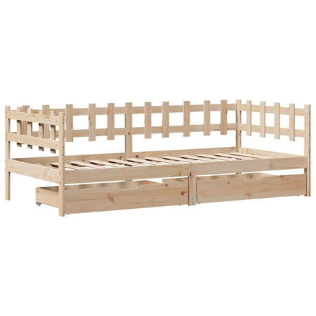Daybed With Drawers Without Mattress 90X190 Cm Single Solid Wood