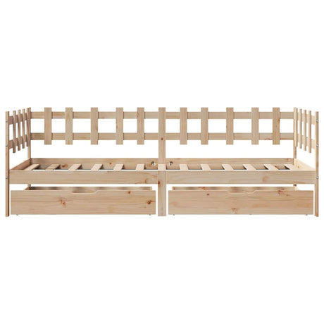 Daybed With Drawers Without Mattress 90X190 Cm Single Solid Wood