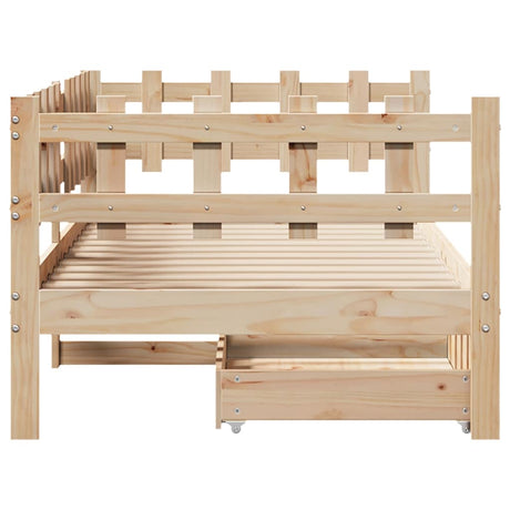 Daybed With Drawers Without Mattress 90X190 Cm Single Solid Wood