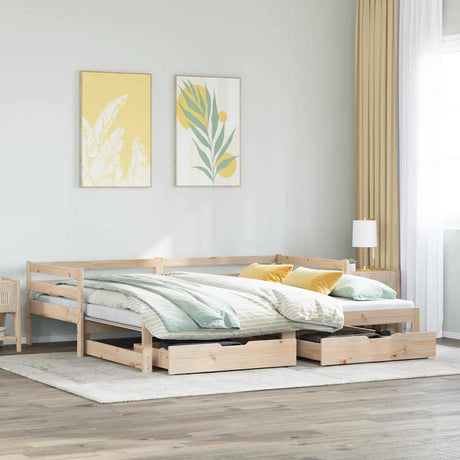 Daybed With Trundle And Drawers Without Mattress 90X190 Cm Single