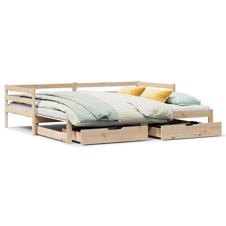 Daybed With Trundle And Drawers Without Mattress 80X200 Cm