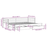 Daybed With Trundle&Drawers Without Mattress Wax Brown 80X200 Cm