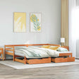 Daybed With Trundle&Drawers Without Mattress Wax Brown 80X200 Cm