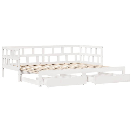 Daybed With Trundle And Drawers Without Mattress White 90X200 Cm