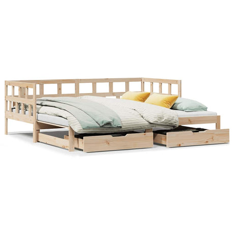 Daybed With Trundle And Drawers Without Mattress 90X200 Cm