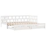 Daybed With Trundle And Drawers Without Mattress White 90X200 Cm