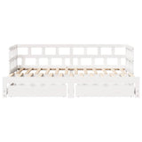 Daybed With Trundle And Drawers Without Mattress White 90X200 Cm