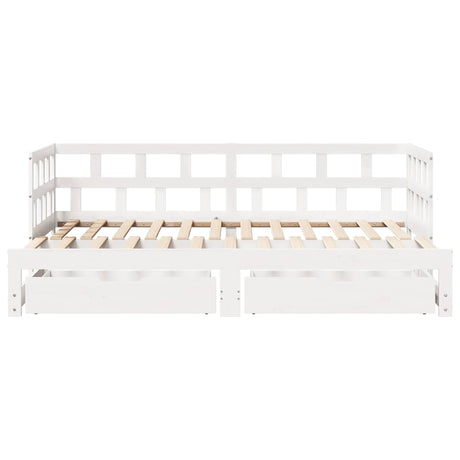 Daybed With Trundle And Drawers Without Mattress White 90X190 Cm Single