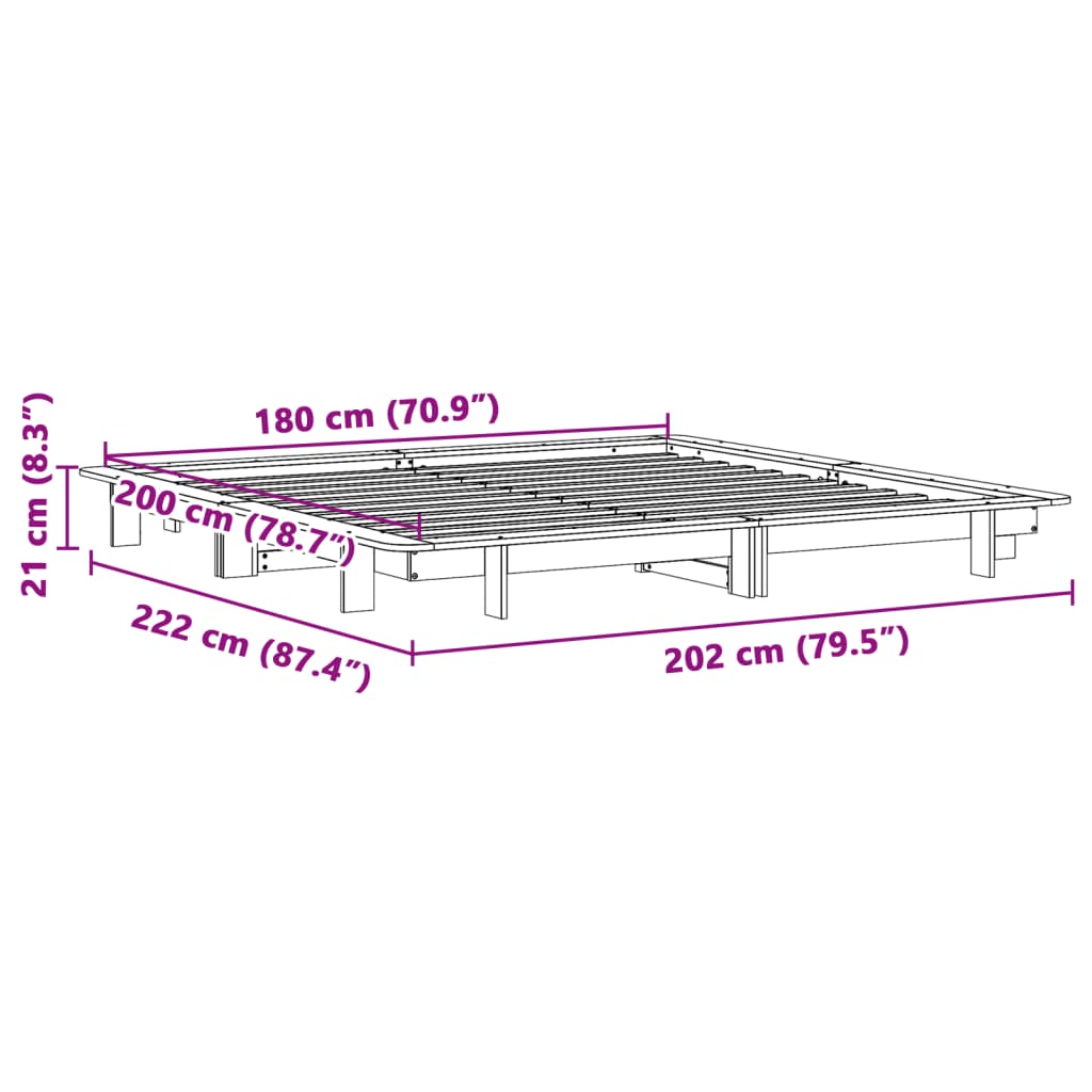 Bed Frame Without Mattress Super King Solid Wood Pine