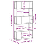Bookcase 5-Tier 80.5X23.5X162.5 Cm Engineered Wood