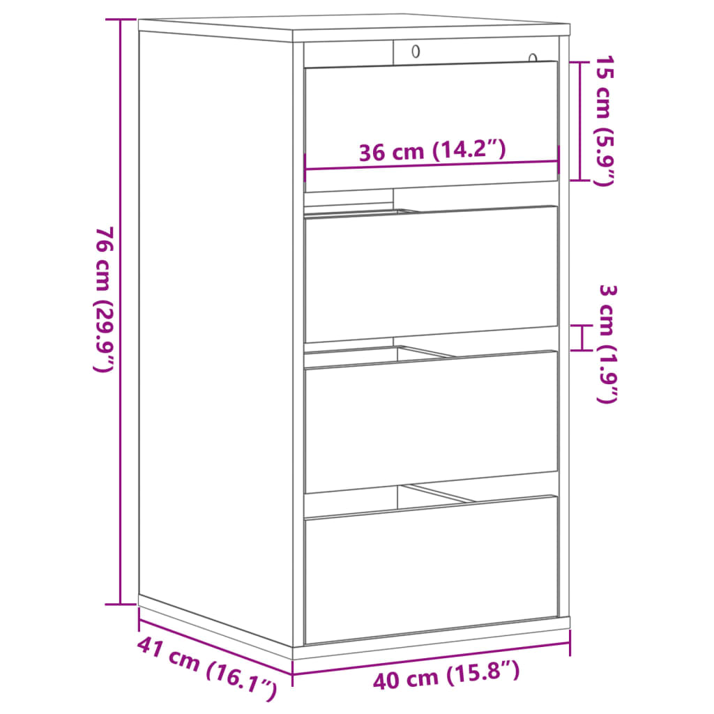 Corner Chest of Drawers Old Wood 40x41x76 cm Engineered Wood