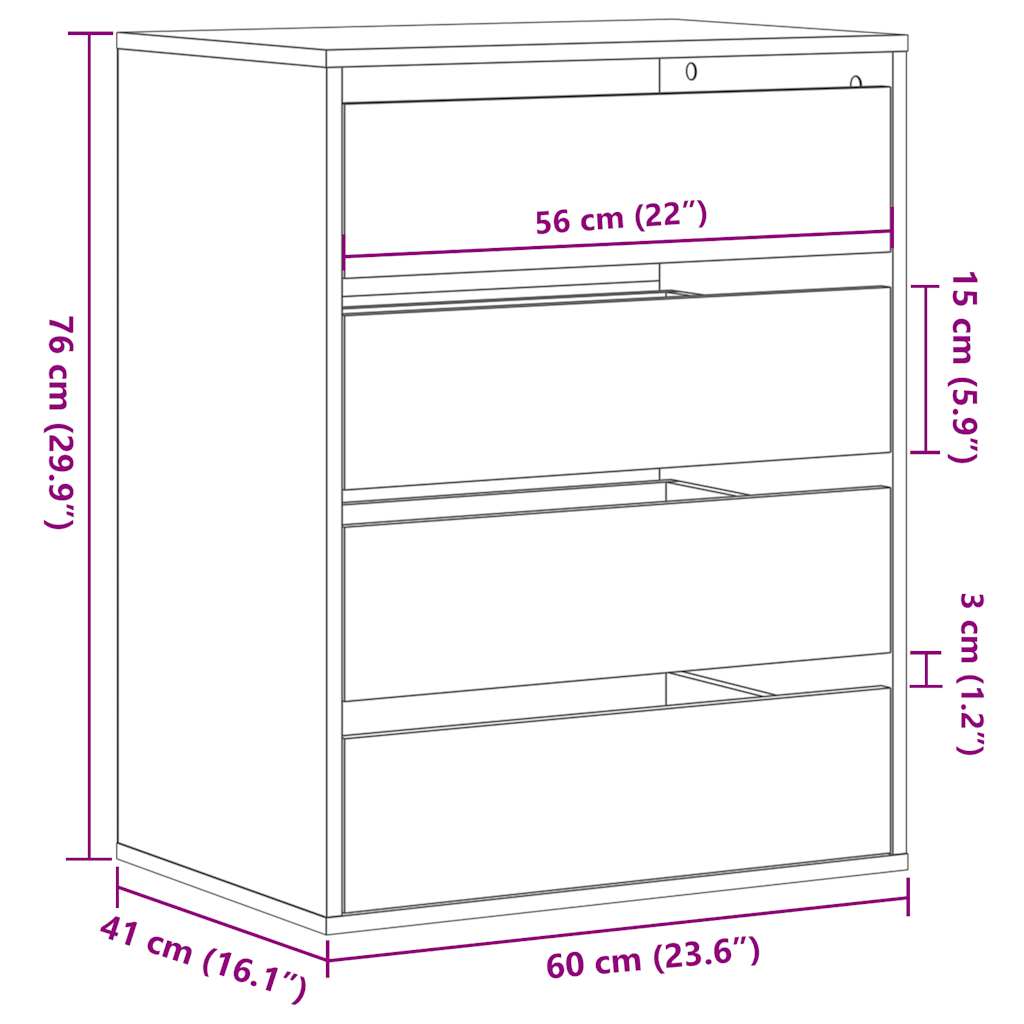 Corner Chest of Drawers Brown Oak 60x41x76 cm Engineered Wood