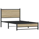 Metal Bed Frame without Mattress Sonoma Oak 107x203 cm