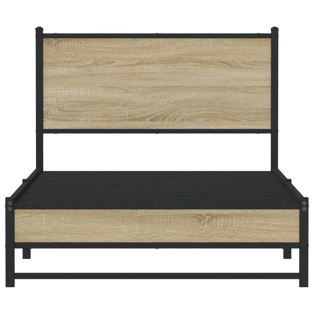Metal Bed Frame without Mattress Sonoma Oak 107x203 cm