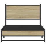 Metal Bed Frame without Mattress Sonoma Oak 107x203 cm