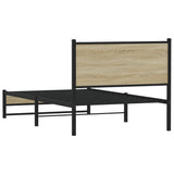 Metal Bed Frame without Mattress Sonoma Oak 107x203 cm
