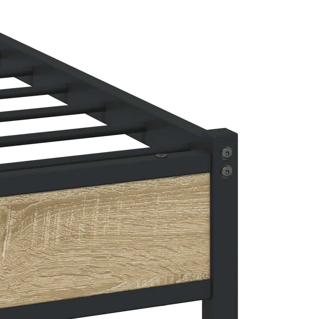 Metal Bed Frame without Mattress Sonoma Oak 107x203 cm