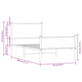 Metal Bed Frame without Mattress Sonoma Oak 90x190 cm Single