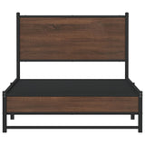 Metal Bed Frame without Mattress Brown Oak 107x203 cm