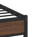 Metal Bed Frame without Mattress Brown Oak 107x203 cm