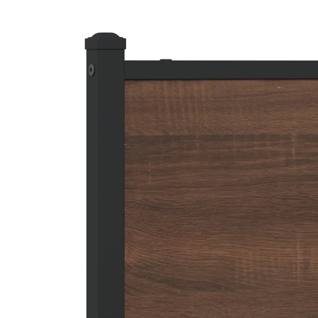 Metal Bed Frame without Mattress Brown Oak 107x203 cm