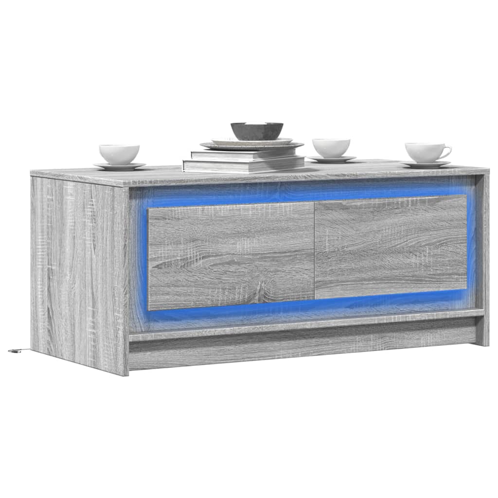 Coffee Table With Led Lights Engineered Wood